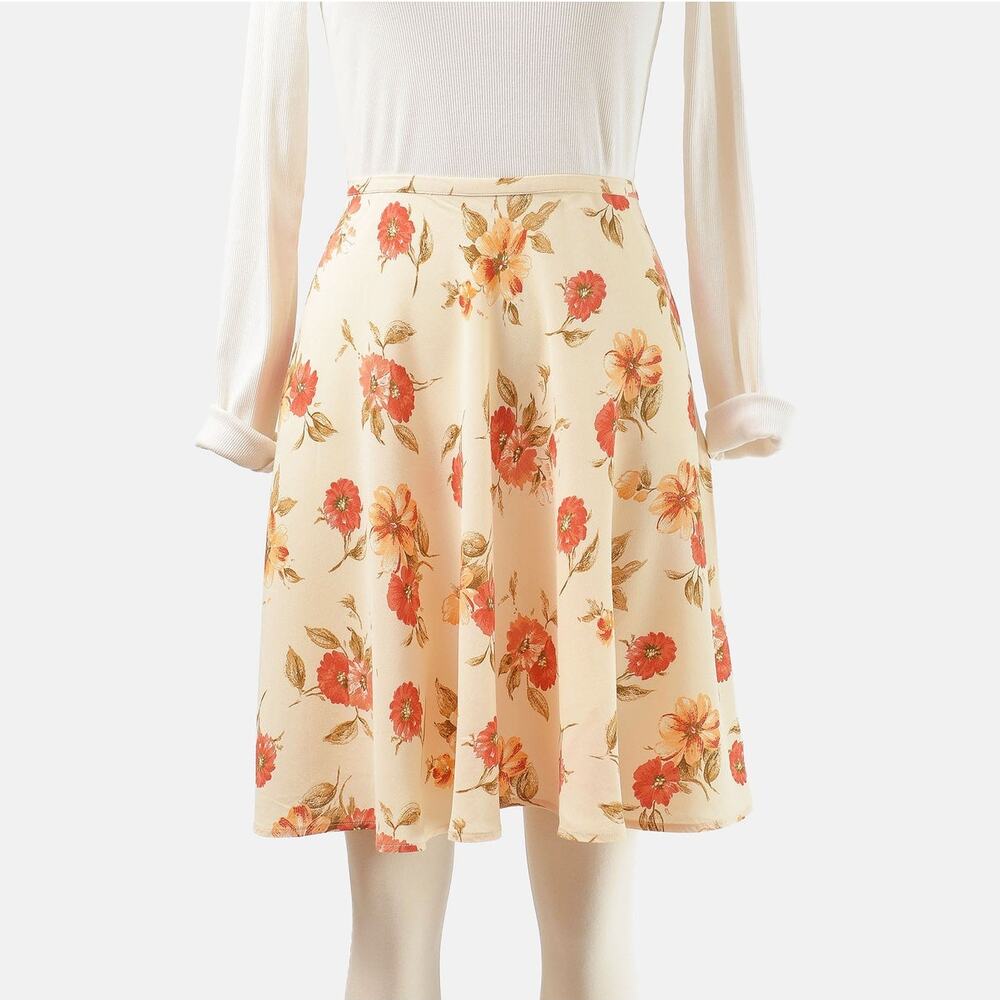 Vintage 90s Eddie Bauer Floral Bloomcore Flowy Skater Mini Skirt M
